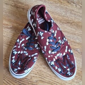 Disney Burgundy Mickey Mouse Canvas Sneakers with Navy Laces - 9